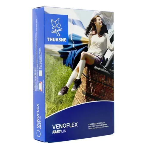 Chaussettes de contention femme FAST LIN Thuasne Enfilage ultra facile, spécial été, douceur lin, 2 coloris, Classe 2